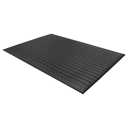 Guardian Floor Protection Antifatigue Mat, 36" L x 24" W, 0.38" Thickness, Molded Ribbed, Black 24020302